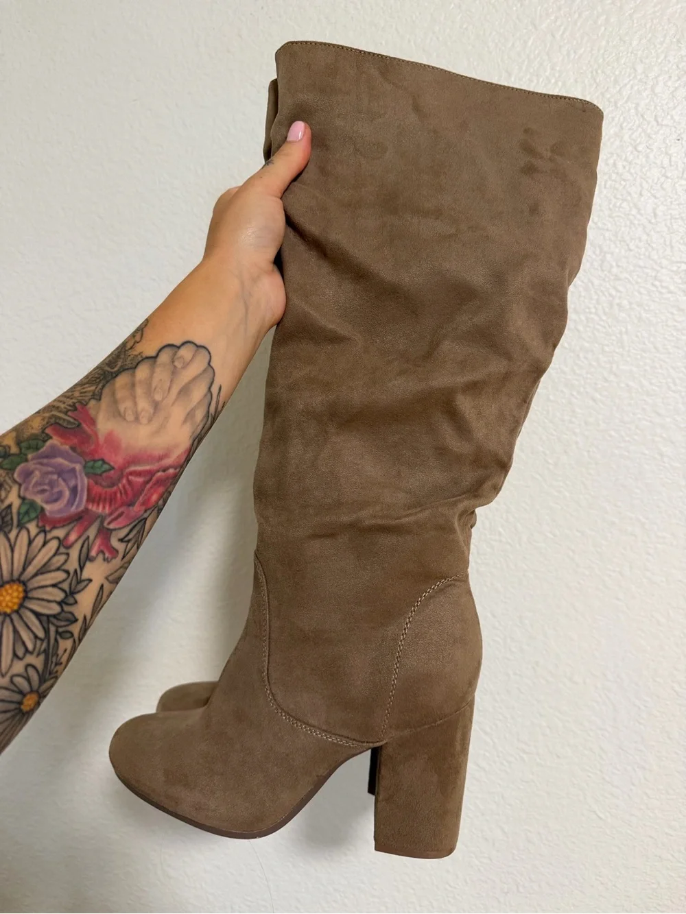 Women’s Brown Suede Knee-High Block Heel Boots